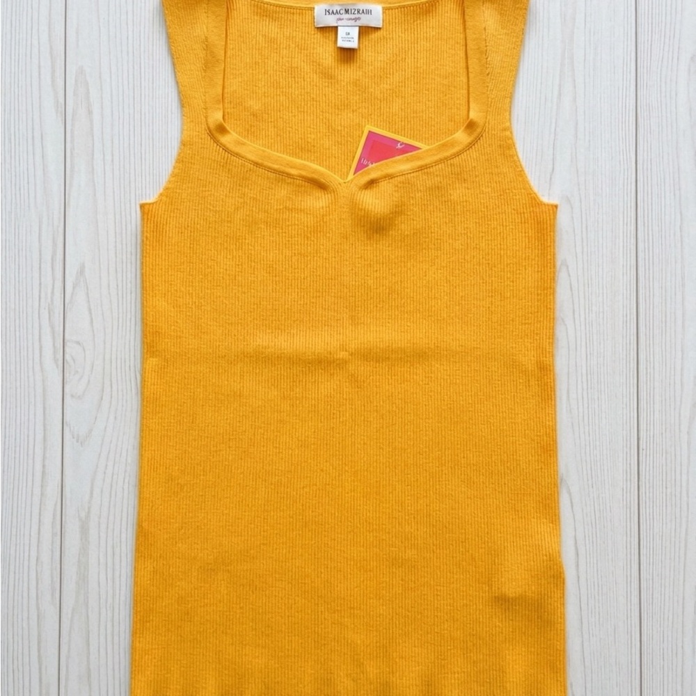 NWT Vintage 2007 Isaac Mizrahi Golden Yellow Square Neck Tank Top Sleeveless M